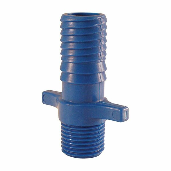 Blue Twisters 0.75 in. MPT x 1 in. Dia. Insert Polypropylene Male Adapter, Blue 4814539